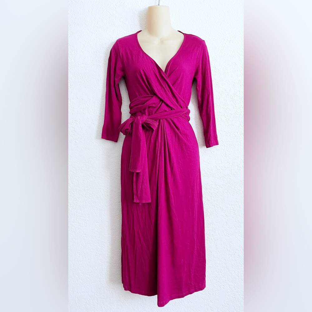 Isabella Oliver Magenta Pink Maternity Nursing Wrap Midi Dress Sz 1 US 4 SMALL